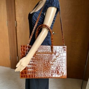 Italian leather zip top briefcase.